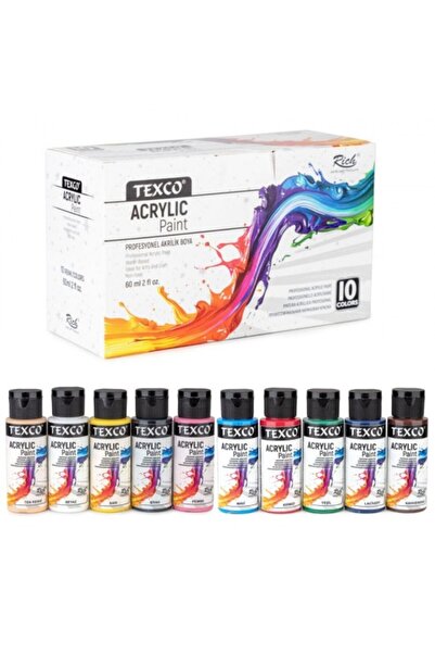 Rich Texco 10x60ml Akrilik Boya Seti Canlı Renkler / 19911
