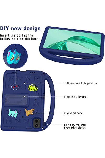 erorex Kids Case Compatible With Honor Pad X8A 11" 2024, Cute Full-Body Protective Cover With Handle Stand