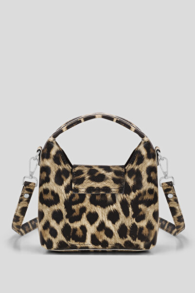 Housebags Leopar Desenli Fiyonk Aksesuarlı Uzun Askılı Minimalist Omuz Çantası 283