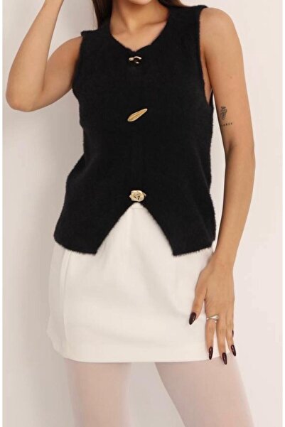 rose tml giyim Women's Soft Three Button Detail Vest Sweater