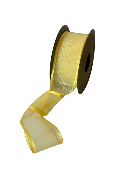 EL İŞİ DİY CRAFT Yellow Chiffon Tulle Fabric Ribbon 4 cm X 20 m Gift Packagin...
