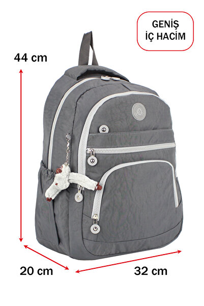 Dada Gray School Bag with Side Pockets and Multiple Compartments