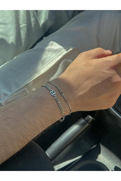 İncikcincik Harfli Kalın Zincir Bileklik - 925 Ayar Gümüş