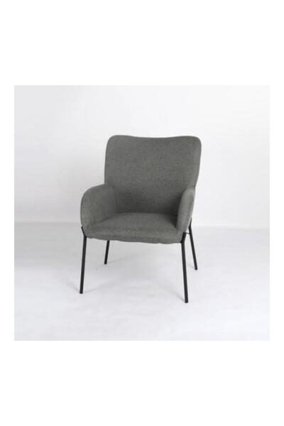 Generic Modern Gray Fabric Chair with Armrests and Sturdy Metal Legs - Perfect for Living Room or Office