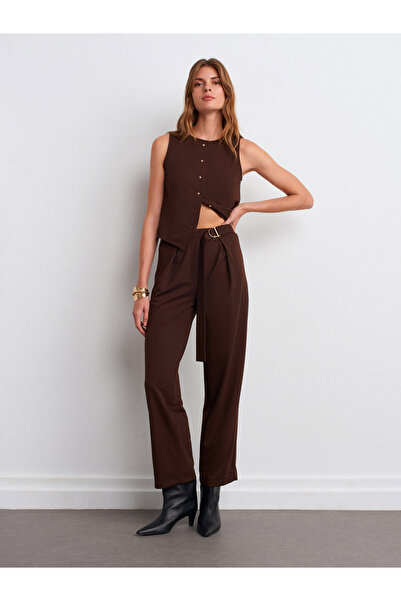 Dilvin 72189 Kemerli Pantolon-Kahve