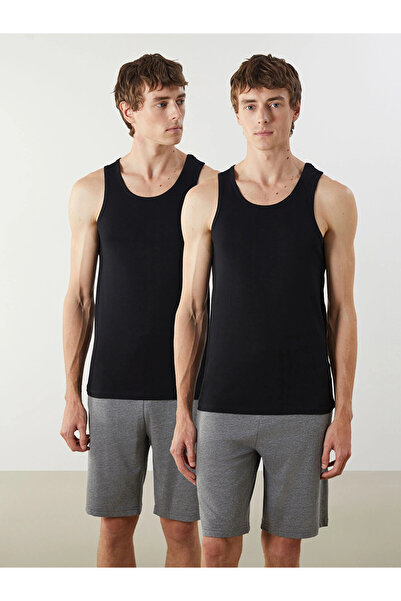 LC Waikiki Black U-Neck Combed Cotton Men's Athlete 2-Piece