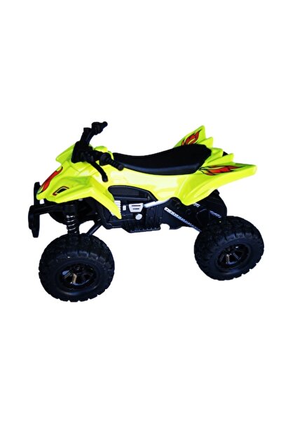 Vision XXI ATV de jucărie, turnat sub presiune, metal și plastic, 13 cm, 1:24, retractabil, galben, VisionXXI