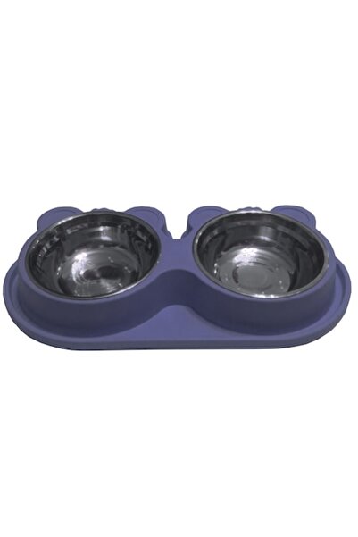 Vision XXI Bol dublu pentru animale de companie, Vision XXI, plastic+oțel, albastru, 38x19cm