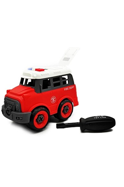 Vision XXI Mașină de plastic asamblată DIY Traffic, 11,5 cm x 8 cm, roșie, cu...