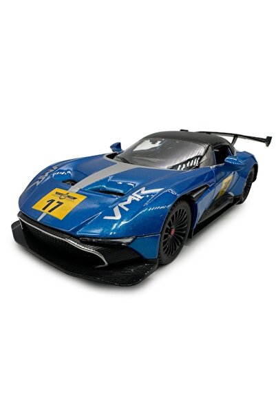 Vision XXI Aston Martin GT Blue Toy Model 1:22 with Pull Back, Lights, Sounds, Open Doors