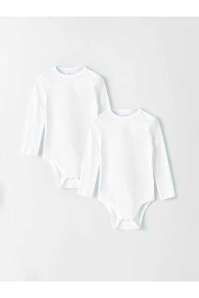 LC Waikiki بدلة بيضاء للأطفال الرضع من LCW بياقة دائرية وأزرار كبس، طقم من قط...