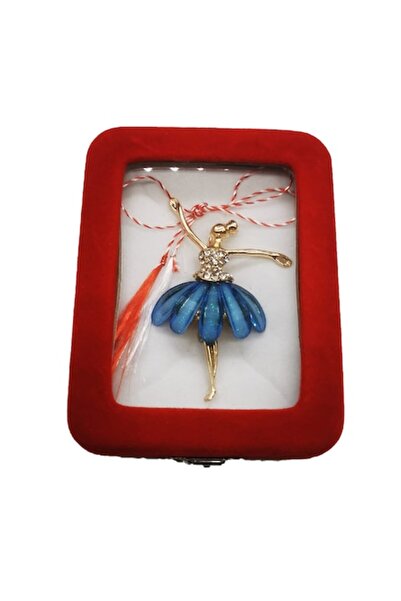 Vision XXI Martisor Brosa Mare in Cutie de Catifea Rosie, Balerina Gratioasa,...