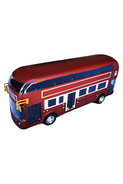 Vision XXI Automacheta Autobuz Etajat Londonez, Die Cast, scara 1:87, 20cm, cu lumini si sunete, rosu, VisionXX