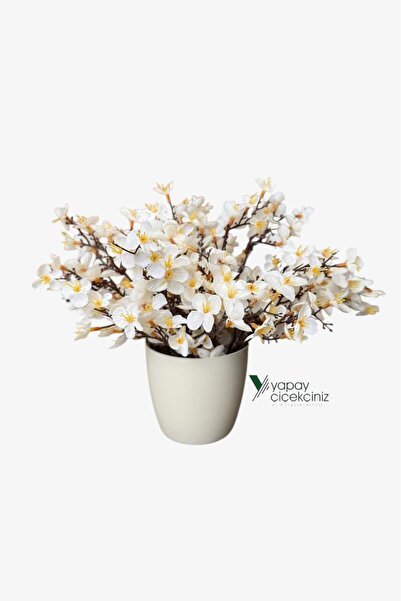 YAPAY ÇİÇEKÇİNİZ Dekoratif Saksıda Yoğun Yapraklı Yapay Sakura Bahardalı Ağacı