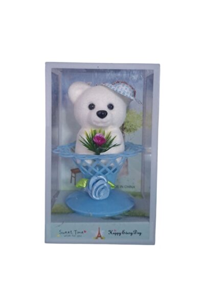 Vision XXI Ursuleț de pluș ornamental cu pălărie și buchet de flori în suport...