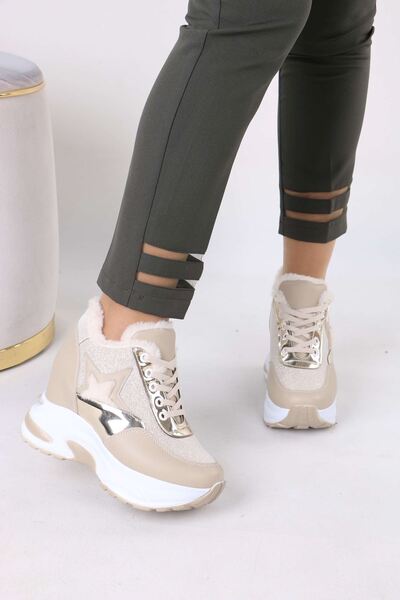 sefayol Katle Nude Fur Hidden Heel Women's Sneakers