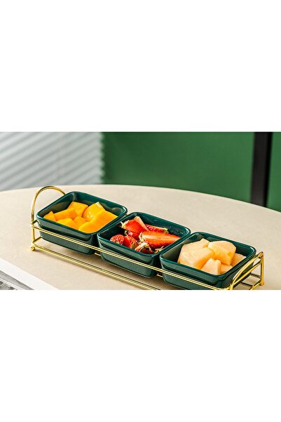 Trendy's Fruit tray, with three compartments, green-gold