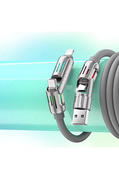 Earldom IC02 4in1 240W Type-C To Type-C Ekstra 2.4A USB To Lightning ve 30W T...