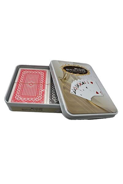 Vision XXI Set Two Pairs of Classic Plastic Playing Cards in Metal Box, Multicolor,