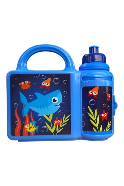 Vision XXI Set cutie sandwich și sticlă de apă, model rechin,