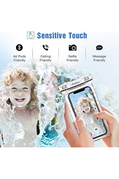 PROCASE 2 Pack Waterproof Pouch up to 7 inches - Clear
