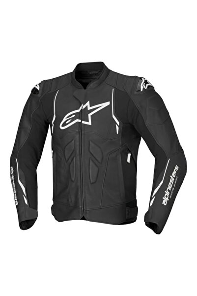 Alpinestars Dusk Korumalı Deri Motosiklet Montu Siyah Beyaz