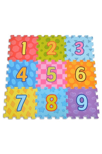 Moni Toys Soft Puzzle with Numbers Made of EVA Foam – 9 Large Pieces, 31x31 cm, Non-Slip, Multicol