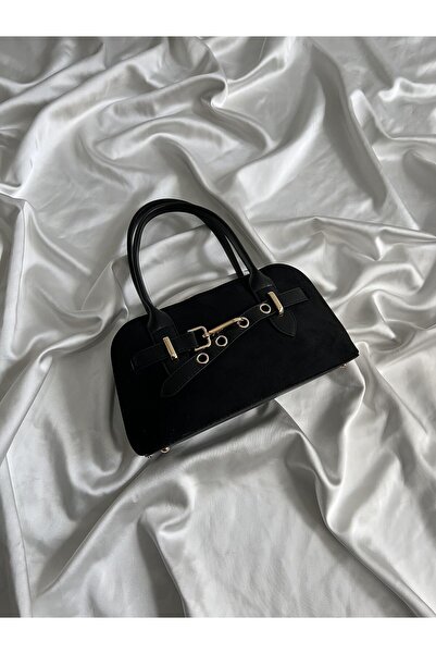 Mia Collection Carlos Model El Ve Kadın Omuz Çantası Süet Siyah