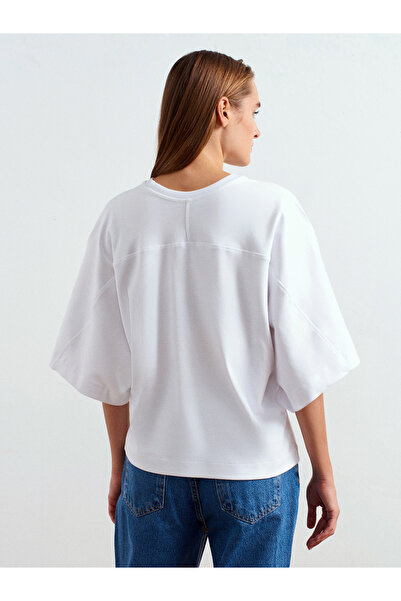 Dilvin 32210 Tricou cu mânecă liliac 100% bumbac-alb