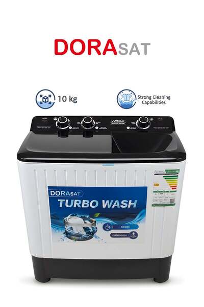 DORASAT Dora Sat Washing Machine Twin Tub - 10 Kg - White with Black Cover - DS10TWM