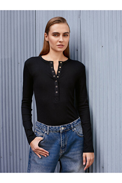 Dilvin 32024 Snap Fastener Modal Blend Top-Black