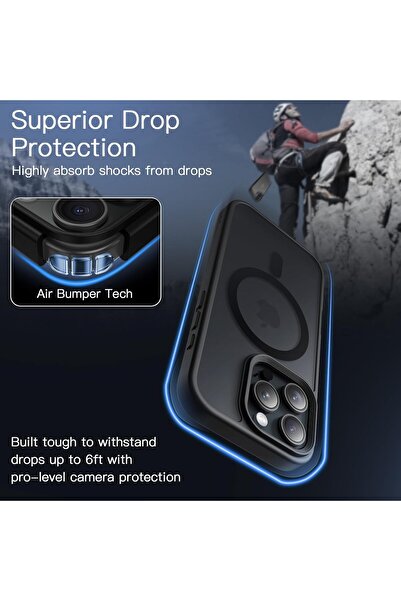 JETech Magnetic Case for iPhone 16 Pro Max 6.9-inch, MagSafe Compatible, Translucent Matte (Black)