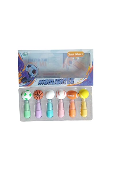 Vision XXI Set 6 Evidentiatoare Mici, 6 Culori Intense, Model Mingi,