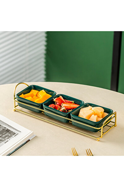 Trendy's Fruit tray, with three compartments, green-gold