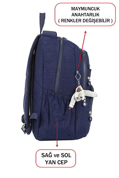 Dada Navy Blue School Bag with Side Pockets and Multiple Compartments