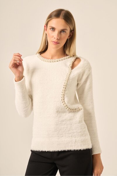 FTZ WOMEN سترة نسائية بتفاصيل لؤلؤية إكرو 25061