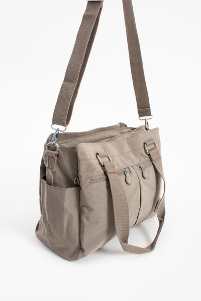 Sanmorris Women's Large Size Black Colored Compartmented Water Resistant Crinkle Fabric Crossbody Bag with Shoulder Strap