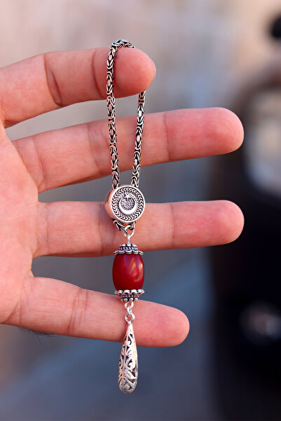 Midyat Nurtaş Gümüş Kehribar Taşlı Ay Yıldız Model Telkari 925 Ayar Gümüş Ana...