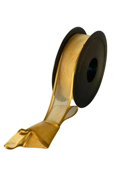 EL İŞİ DİY CRAFT Gold Chiffon Tulle Fabric Ribbon 2 cm X 20 Meters Handcrafted Gift Wrapping DIY Decoration Ribbon Bow