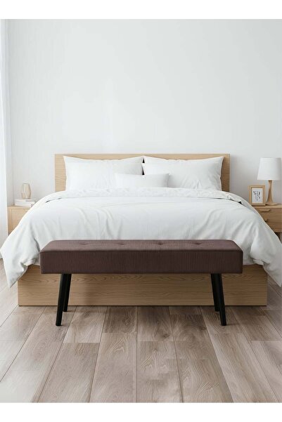 ESMART Modern Design Velvet Upholstered Ottoman Bench - End of Bed Bench, Shoe Changing Seat, Brown - 120cm