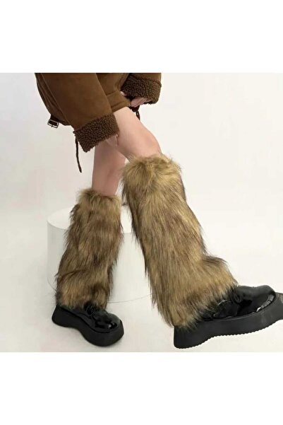 milio Коричневий плюшевий хутряний гетри з довгим ворсом, стандартний розмір ...