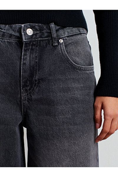 Dilvin 72061 Wide Leg Denim Pantolon-Siyah
