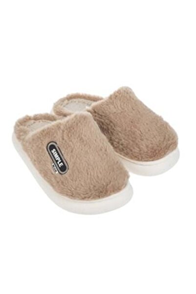 OEM Winter Slippers Taupe with Black Patch for Women