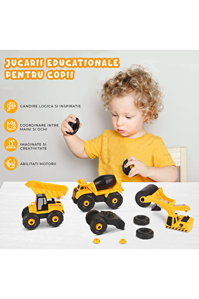 Pitikot Set of 6 Pitikot® Toy Cars, Construction Vehicles,