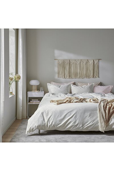 IKEA ÄNGSLILJA غطاء لحاف وكيسا وسادة، أبيض، 240 × 220/50 × 80 سم