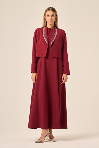 FTZ WOMEN Women's Jacket Dress Set Burgundy 31210