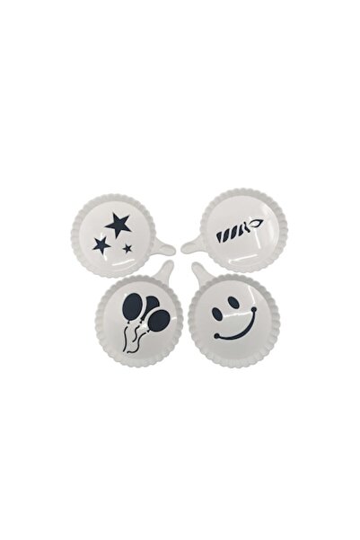 Doty Set 4 forms for decorating coffee or cakes Arts II, reusable plastic, white, 9 cm