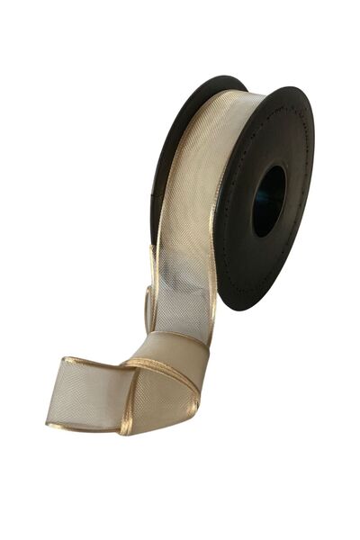 EL İŞİ DİY CRAFT Cream Beige Chiffon Tulle Fabric Ribbon 2 cm X 20 Meters Handcrafted Gift Wrapping DIY Decoration Ribbon Bow