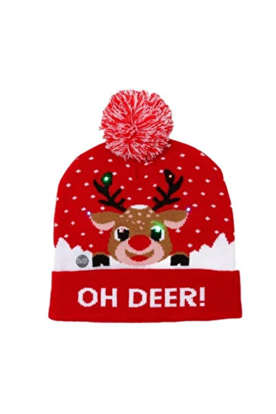 Nicol Zimní čepice s LED a bambulkou, vánoční motiv s roztomilými sobami, JollyMag CZ 50