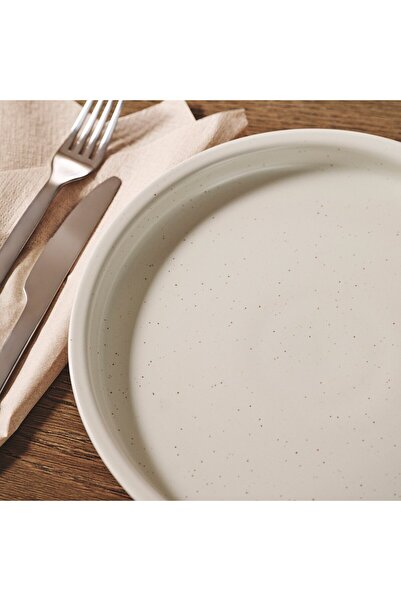 IKEA DAGGASTER Plate, dotted/light beige, 26 cm
